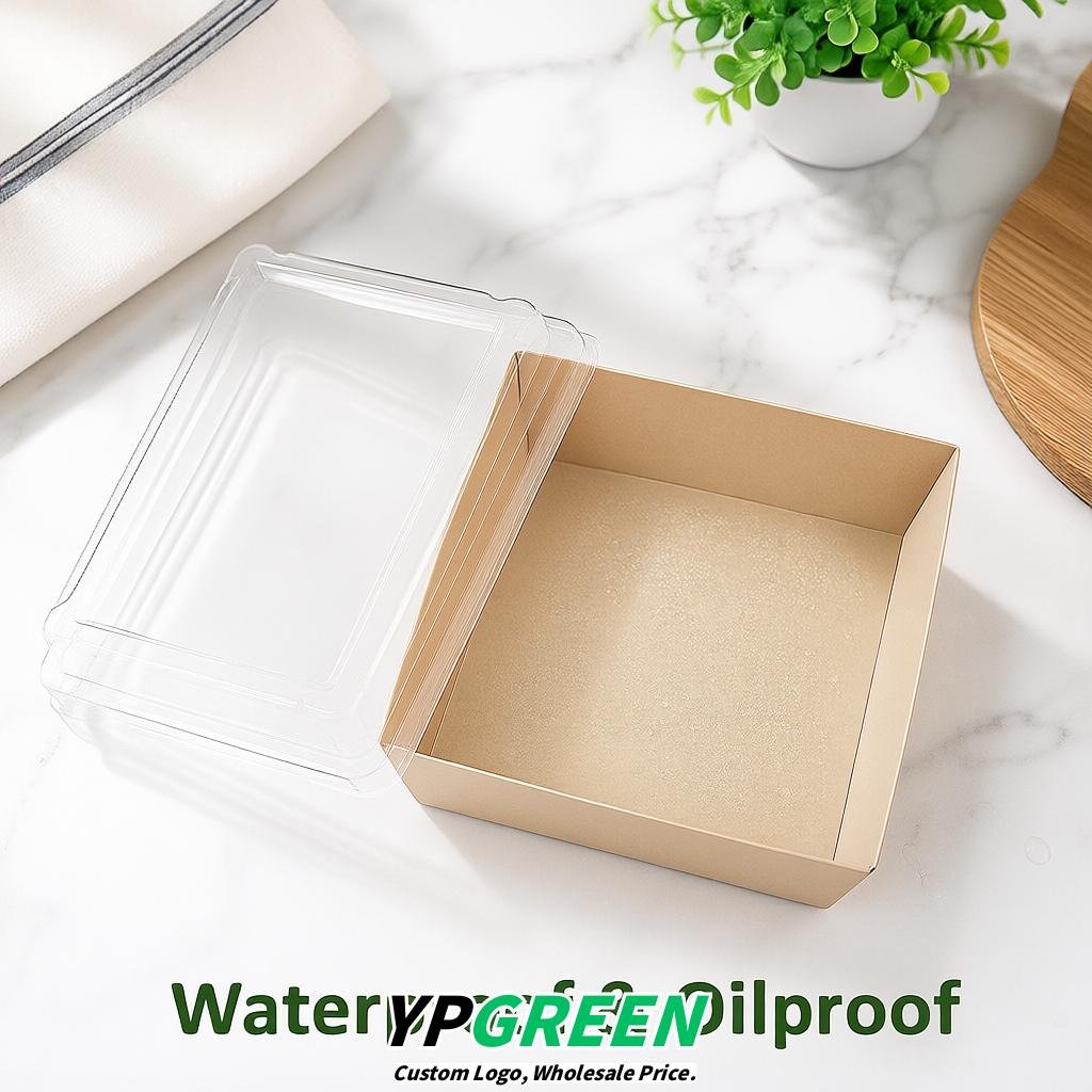 Champagne Charcuterie Boxes with Clear Lids - 4 inches & 5 inches Disposable Paper Square Food Containers