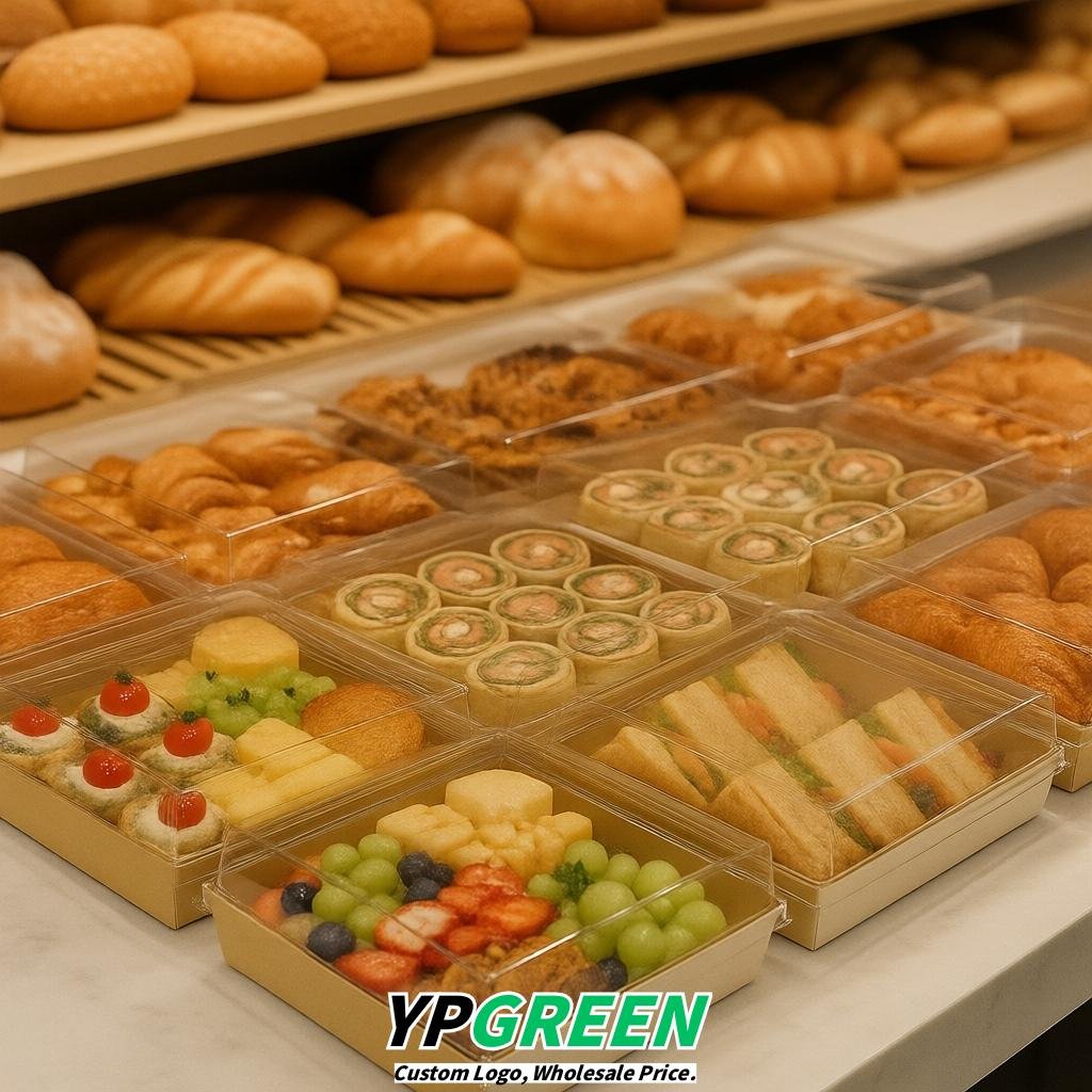 Champagne Charcuterie Boxes with Clear Lids - 4 inches & 5 inches Disposable Paper Square Food Containers