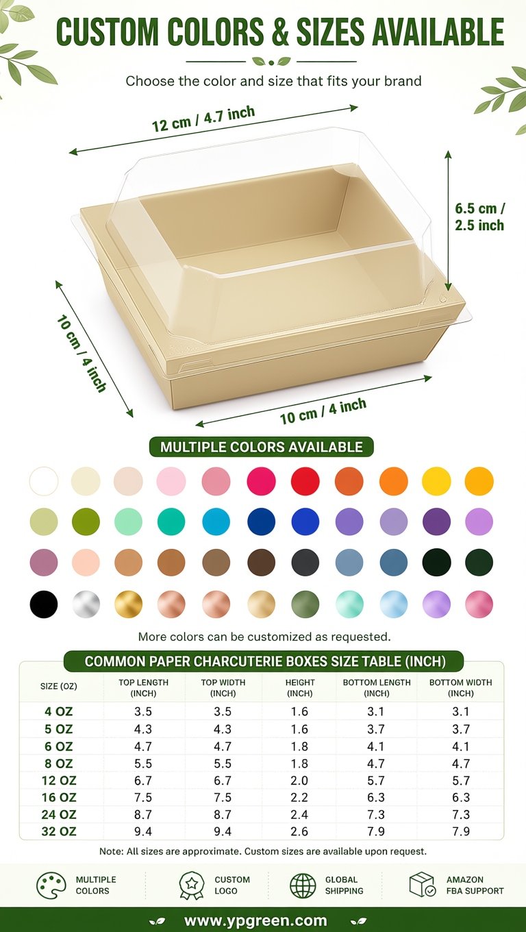 Champagne Charcuterie Boxes with Clear Lids - 4 inches & 5 inches Disposable Paper Square Food Containers Champagne Charcuterie Boxes with Clear Lids - 4 inches & 5 inches Disposable Paper Square Food Containers