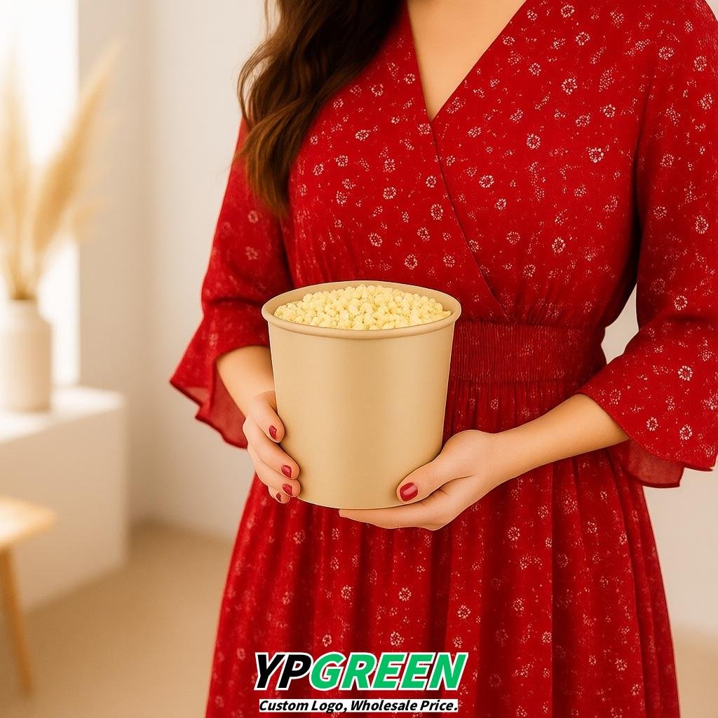 Champagne 85 oz Paper Buckets 6.9x5.7x6.3 Inches Cardboard Food Container