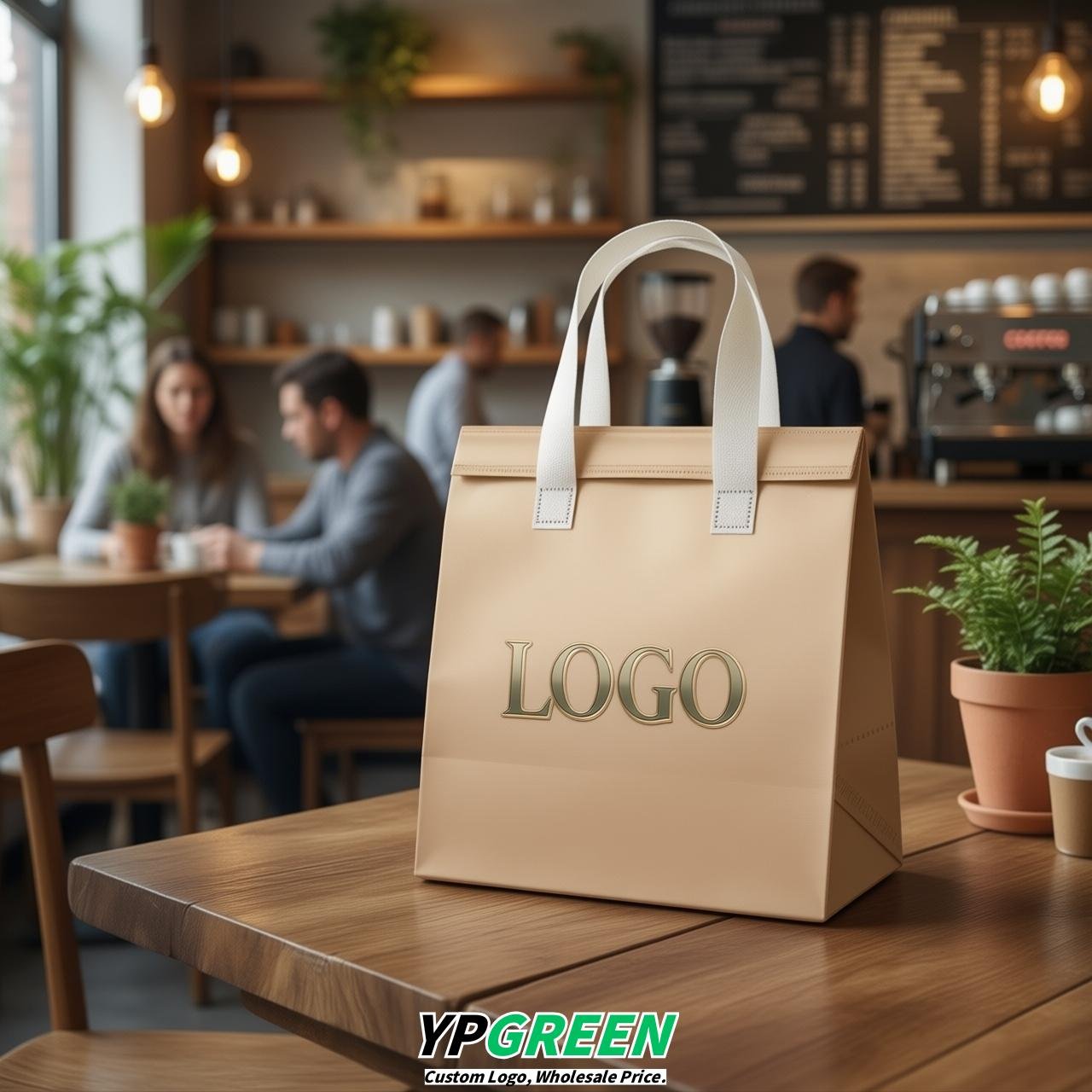 Champagne 4-Cup insulated take away bags wholesale 9.5 x 9.5 x 6 inches for Hot & Cold Drink Delivery