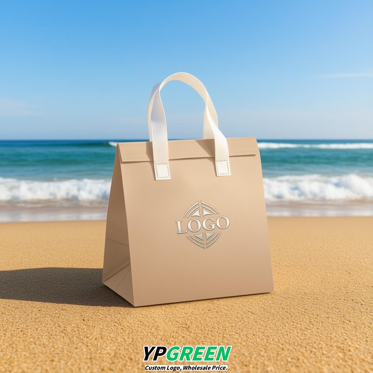 Champagne 4-Cup insulated take away bags wholesale 9.5 x 9.5 x 6 inches for Hot & Cold Drink Delivery
