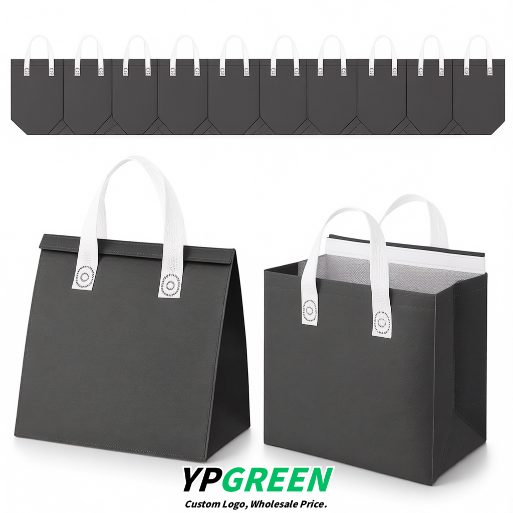 Charcoal 4-Cup insulated take away bags wholesale 9.5 x 9.5 x 6 inches for Hot & Cold Drink Delivery