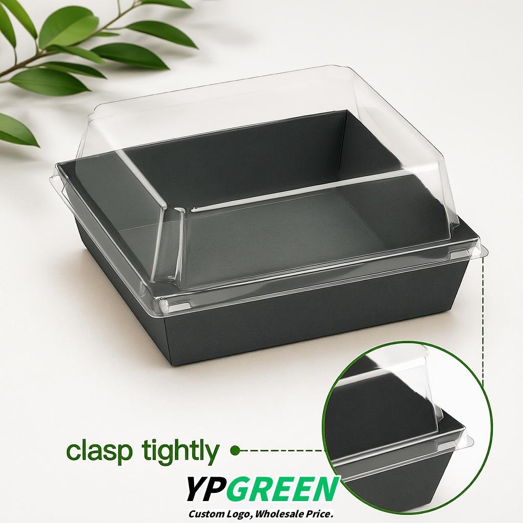 Charcoal Charcuterie Boxes with Clear Lids - 4 inches & 5 inches Disposable Paper Square Food Containers