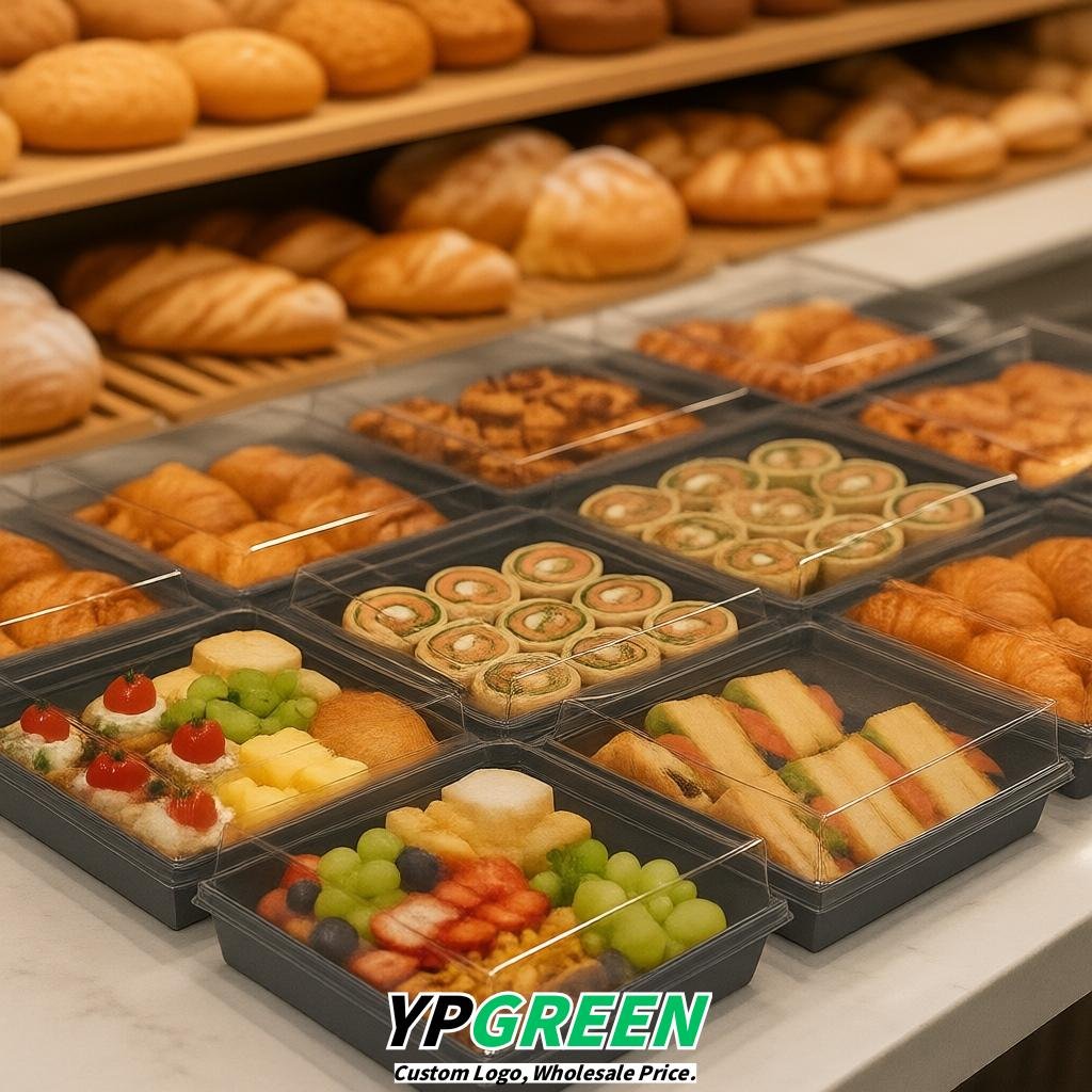 Charcoal Charcuterie Boxes with Clear Lids - 4 inches & 5 inches Disposable Paper Square Food Containers