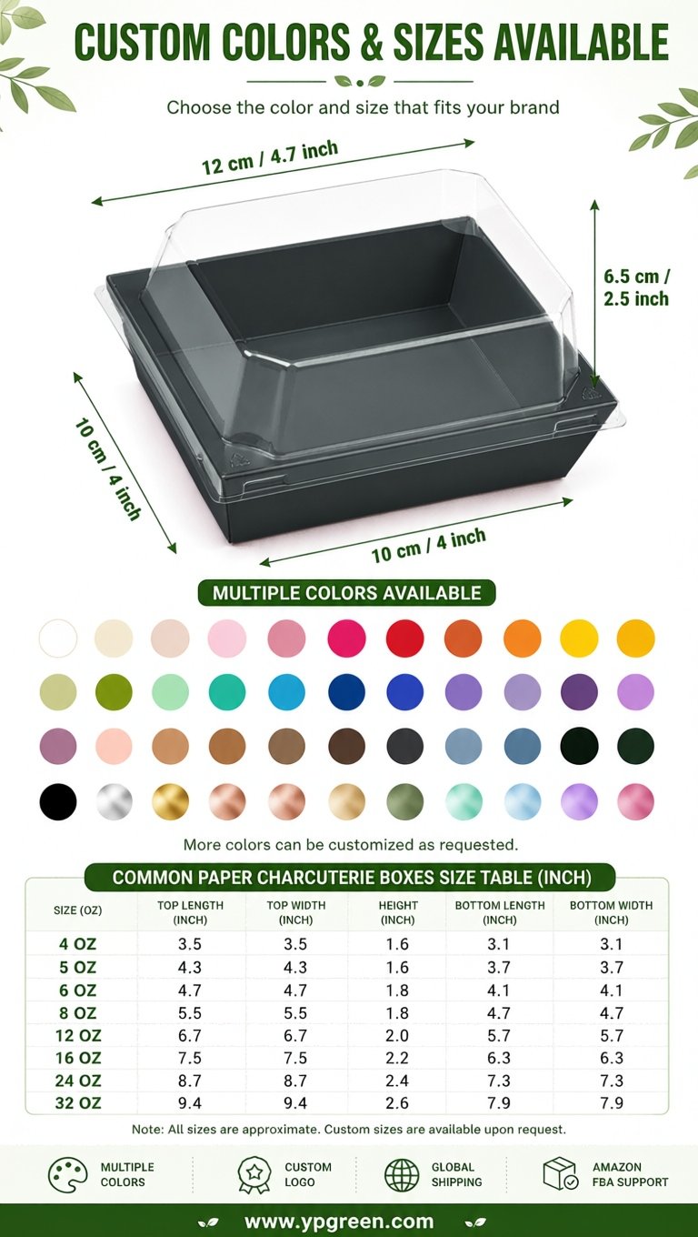 Charcoal Charcuterie Boxes with Clear Lids - 4 inches & 5 inches Disposable Paper Square Food Containers Charcoal Charcuterie Boxes with Clear Lids - 4 inches & 5 inches Disposable Paper Square Food Containers