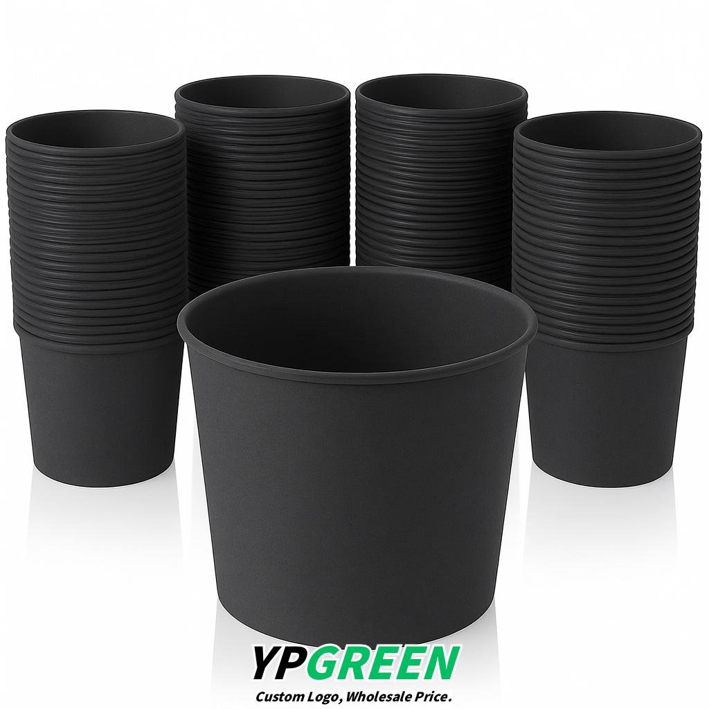 Charcoal 85 oz Paper Buckets 6.9x5.7x6.3 Inches Cardboard Food Container