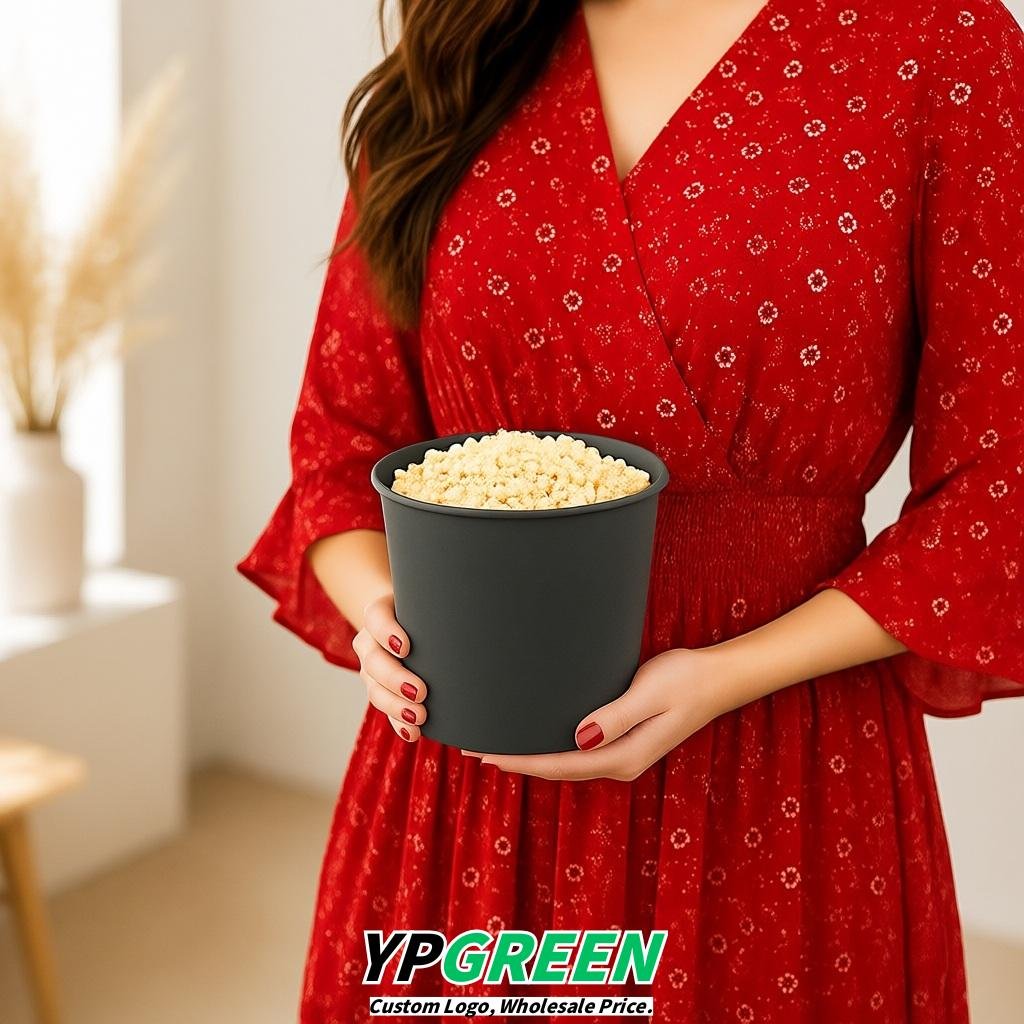 Charcoal 85 oz Paper Buckets 6.9x5.7x6.3 Inches Cardboard Food Container