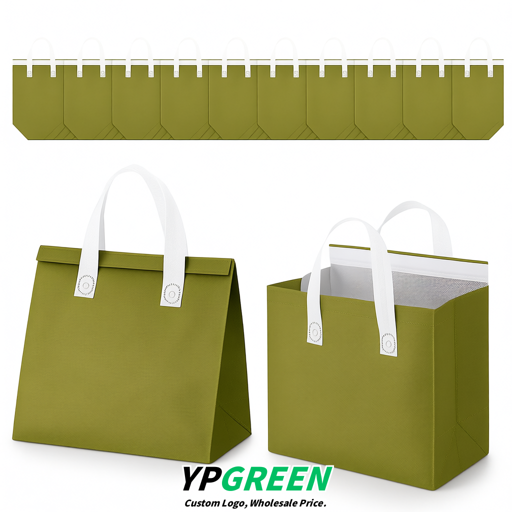 Chartreuse 4-Cup insulated take away bags wholesale 9.5 x 9.5 x 6 inches for Hot & Cold Drink Delivery