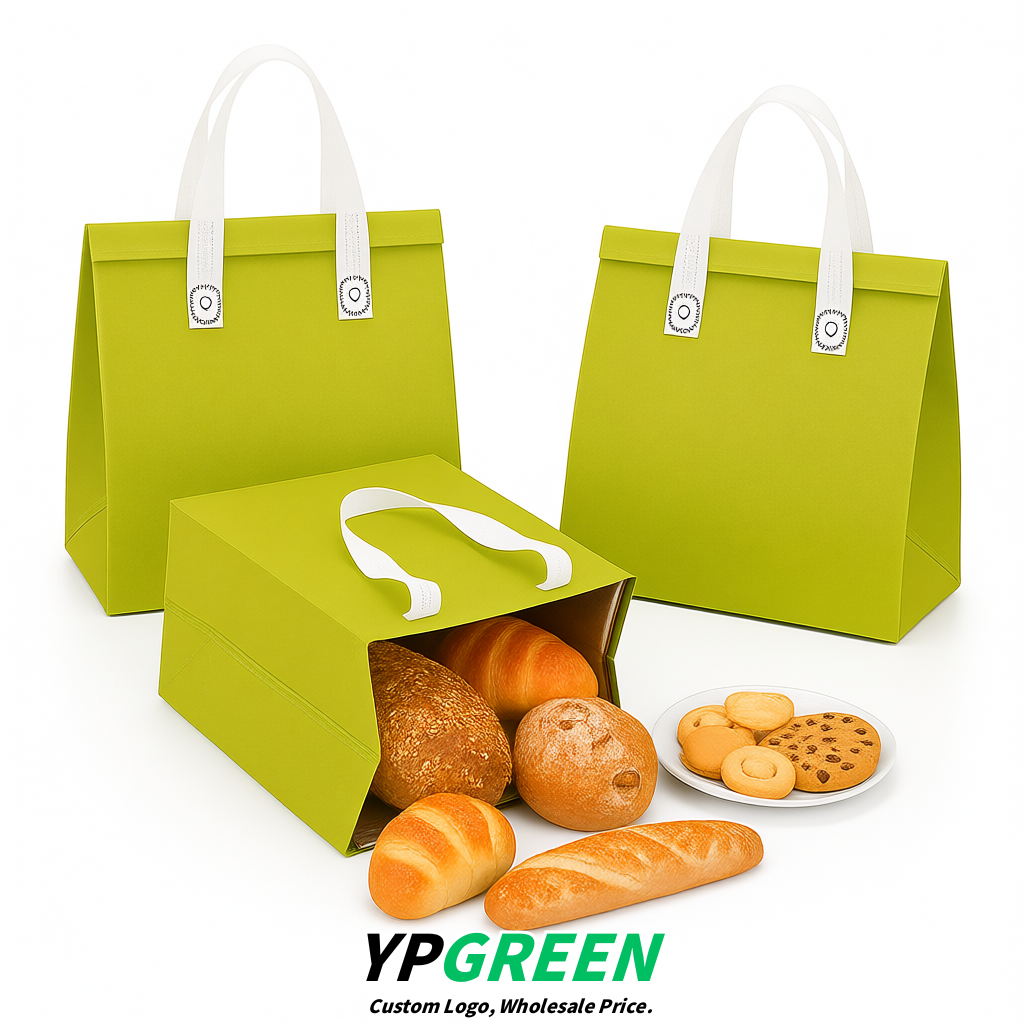 Chartreuse 4-Cup insulated take away bags wholesale 9.5 x 9.5 x 6 inches for Hot & Cold Drink Delivery