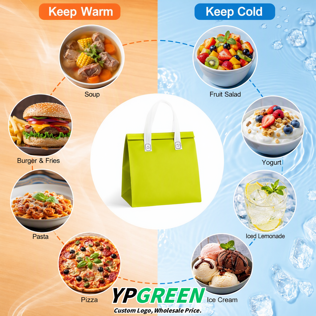 Chartreuse 4-Cup insulated take away bags wholesale 9.5 x 9.5 x 6 inches for Hot & Cold Drink Delivery