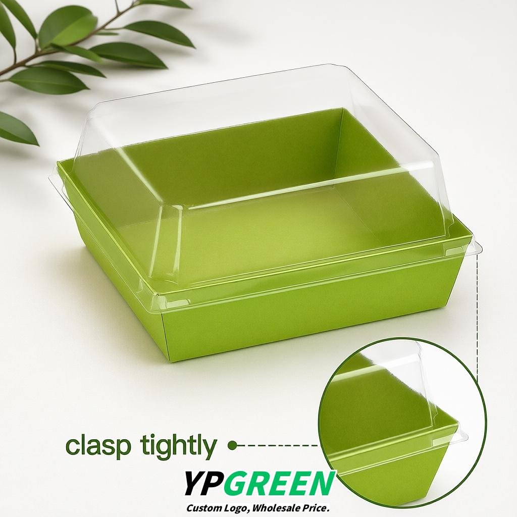 Chartreuse Charcuterie Boxes with Clear Lids - 4 inches & 5 inches Disposable Paper Square Food Containers