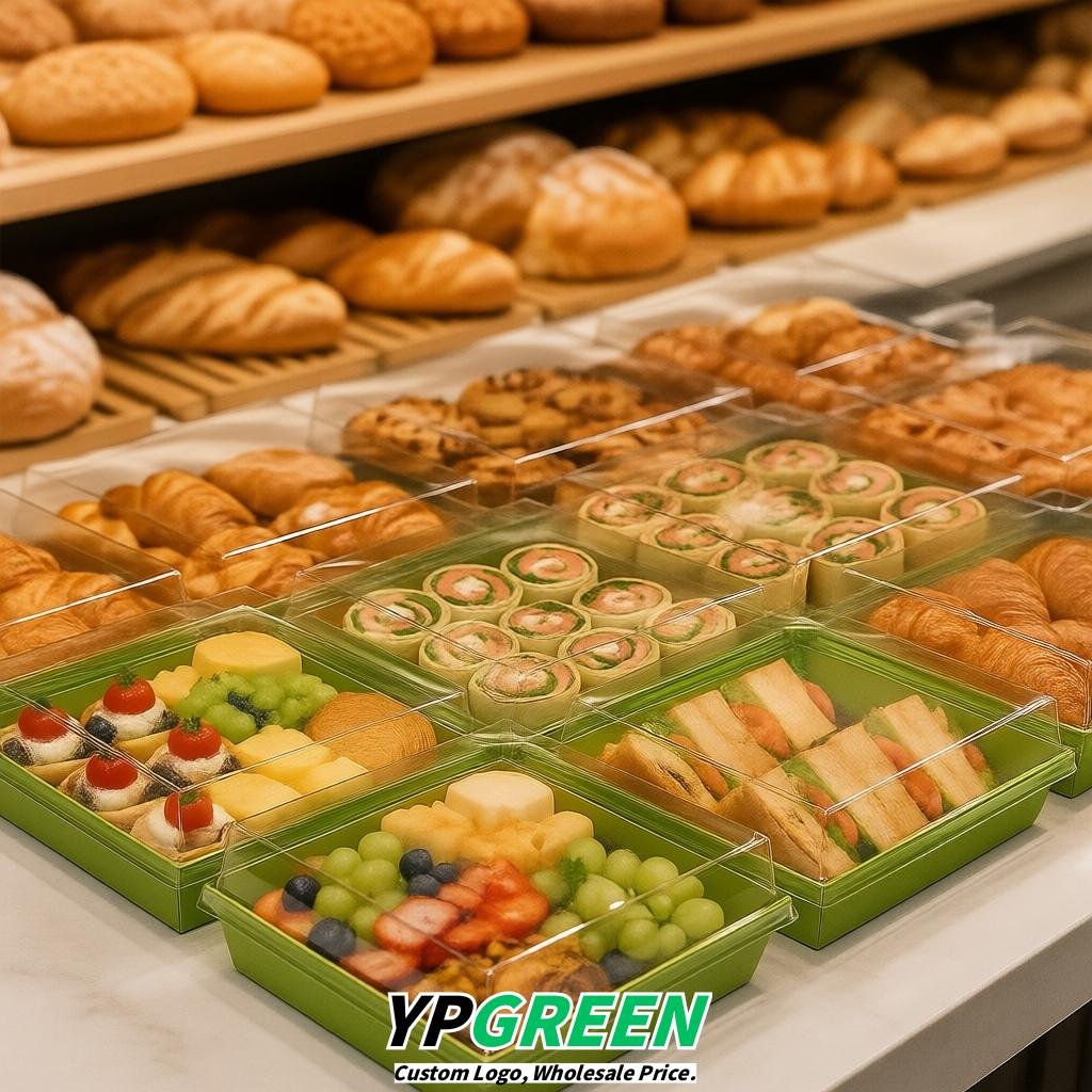 Chartreuse Charcuterie Boxes with Clear Lids - 4 inches & 5 inches Disposable Paper Square Food Containers