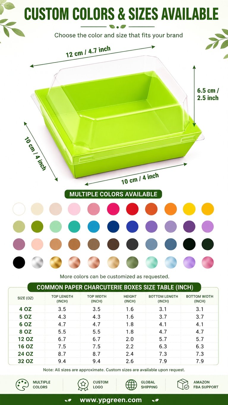Chartreuse Charcuterie Boxes with Clear Lids - 4 inches & 5 inches Disposable Paper Square Food Containers Chartreuse Charcuterie Boxes with Clear Lids - 4 inches & 5 inches Disposable Paper Square Food Containers