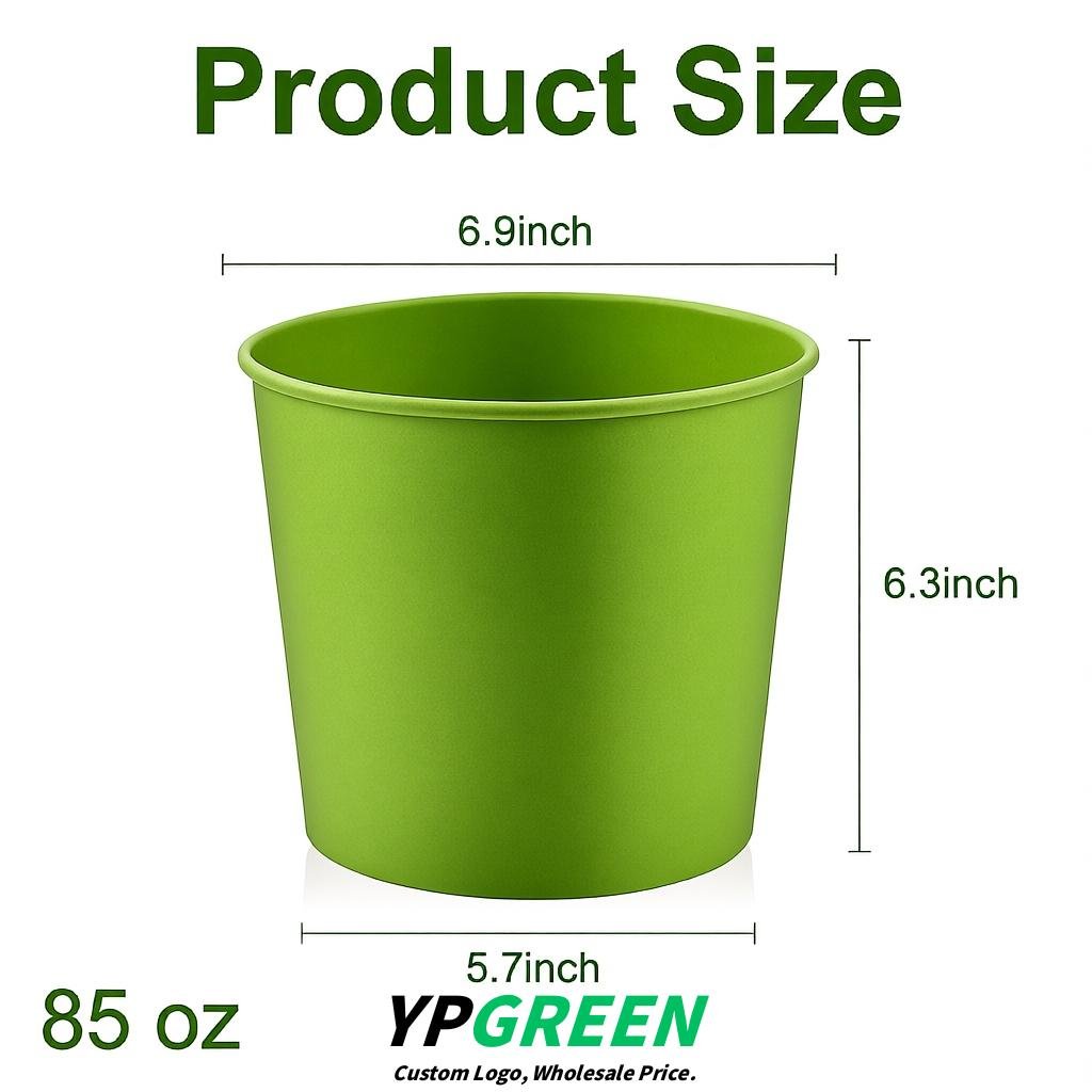 Chartreuse 85 oz Paper Buckets 6.9x5.7x6.3 Inches Cardboard Food Container