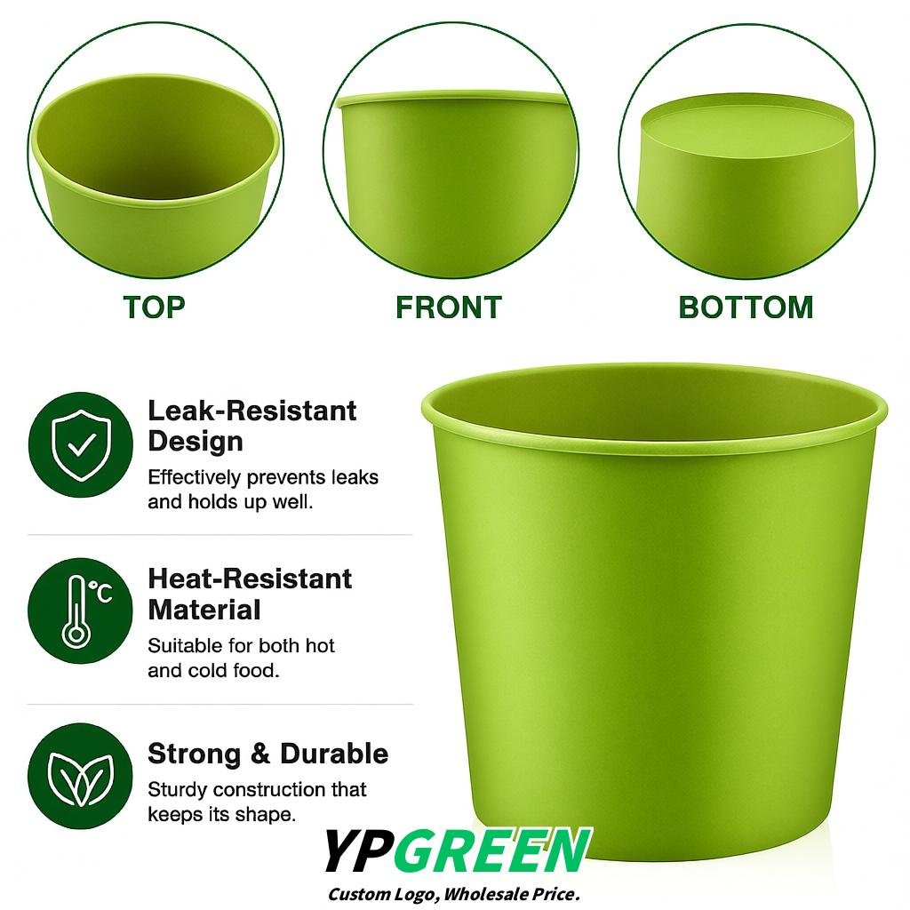 Chartreuse 85 oz Paper Buckets 6.9x5.7x6.3 Inches Cardboard Food Container