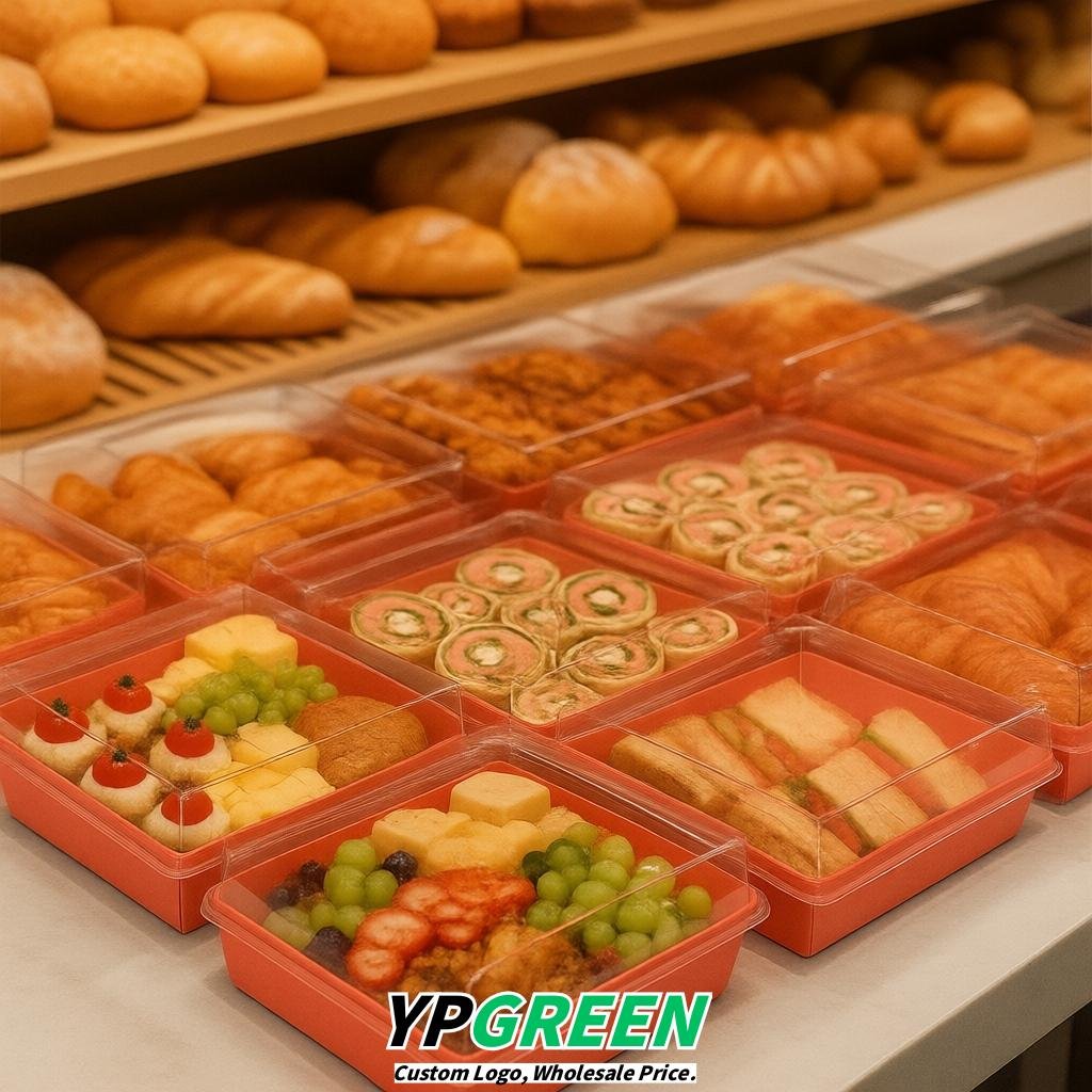 Coral Charcuterie Boxes with Clear Lids - 4 inches & 5 inches Disposable Paper Square Food Containers