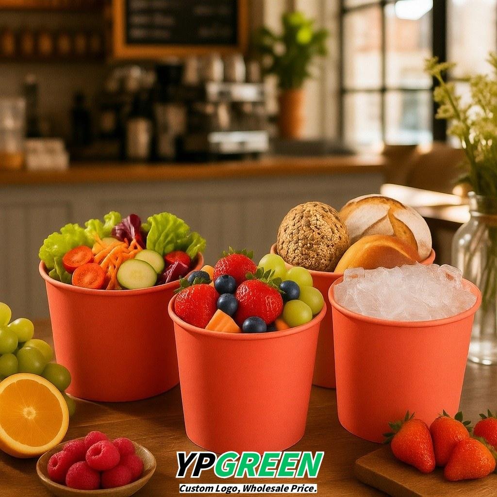 Coral 85 oz Paper Buckets 6.9x5.7x6.3 Inches Cardboard Food Container