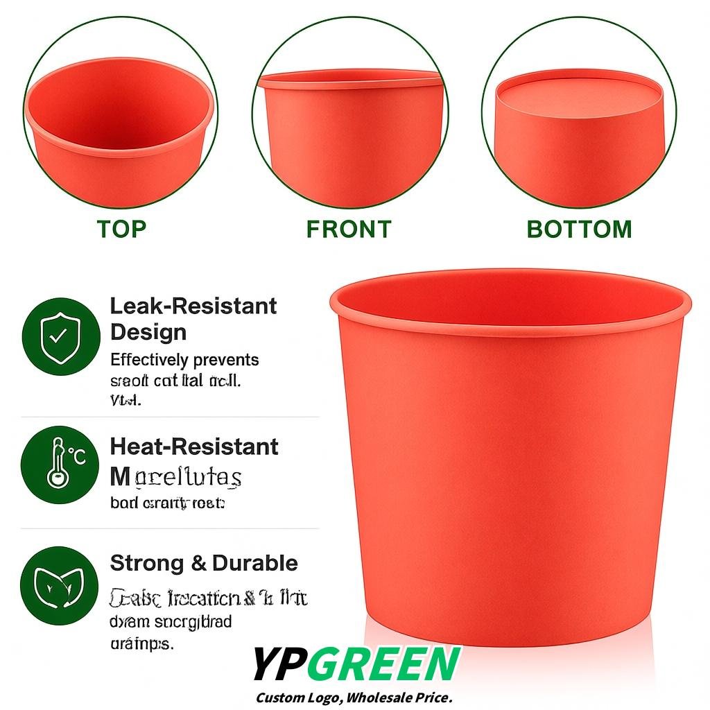 Coral 85 oz Paper Buckets 6.9x5.7x6.3 Inches Cardboard Food Container