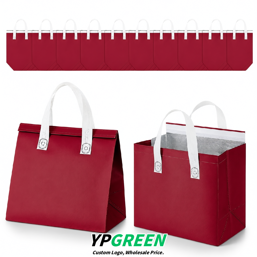 Crimson 4-Cup insulated take away bags wholesale 9.5 x 9.5 x 6 inches for Hot & Cold Drink Delivery
