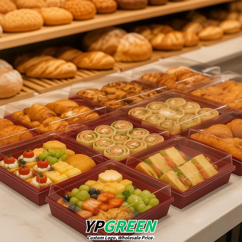 Crimson Charcuterie Boxes with Clear Lids - 4 inches & 5 inches Disposable Paper Square Food Containers