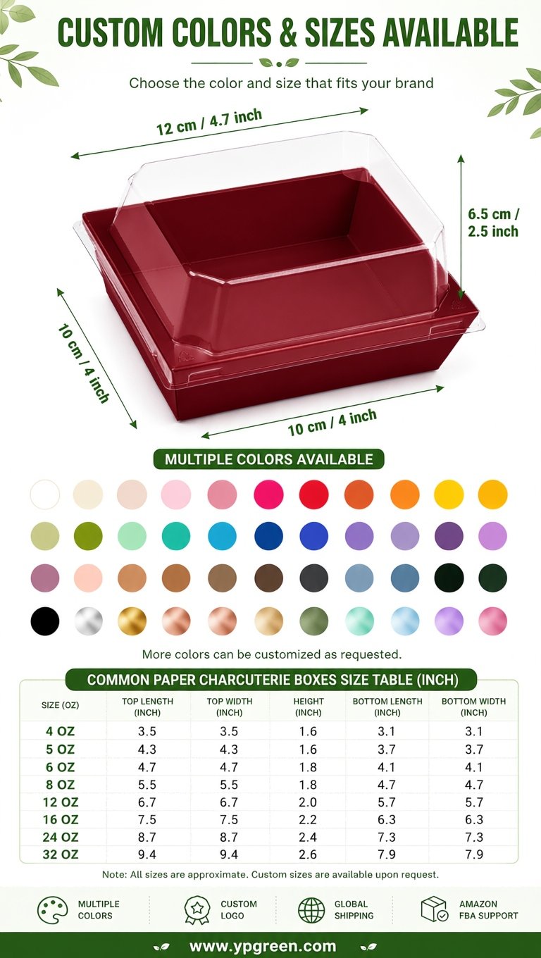 Crimson Charcuterie Boxes with Clear Lids - 4 inches & 5 inches Disposable Paper Square Food Containers Crimson Charcuterie Boxes with Clear Lids - 4 inches & 5 inches Disposable Paper Square Food Containers