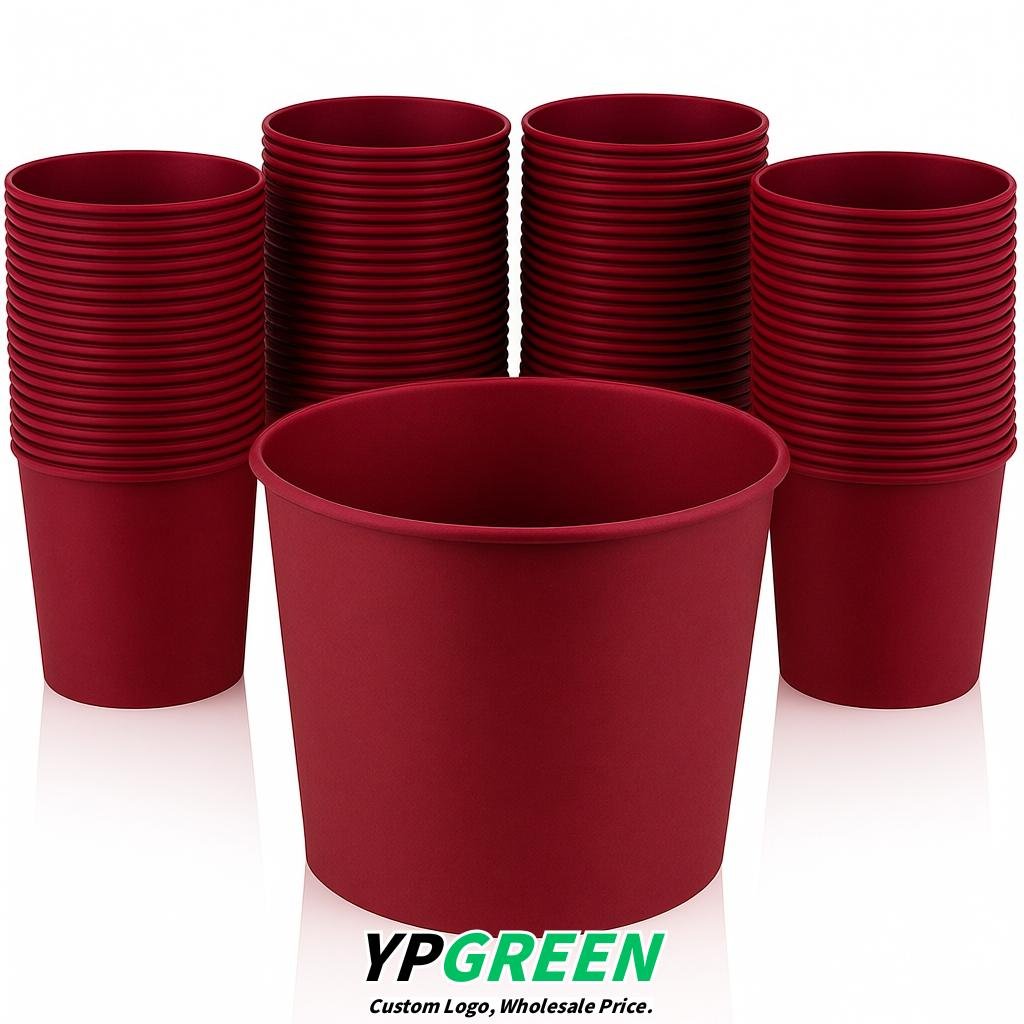 Crimson 85 oz Paper Buckets 6.9x5.7x6.3 Inches Cardboard Food Container