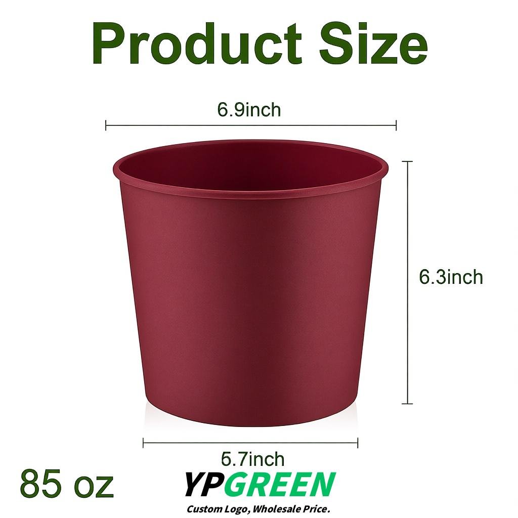 Crimson 85 oz Paper Buckets 6.9x5.7x6.3 Inches Cardboard Food Container