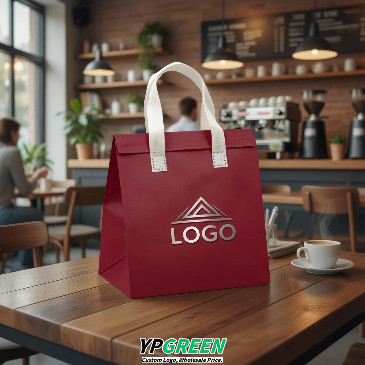 Crimson 4-Cup insulated take away bags wholesale 9.5 x 9.5 x 6 inches for Hot & Cold Drink Delivery