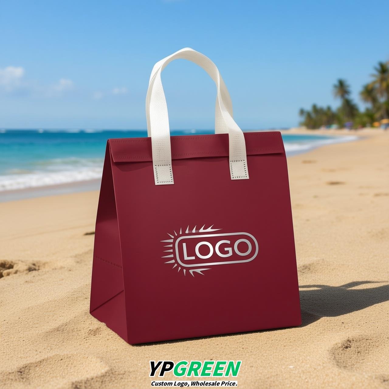 Crimson 4-Cup insulated take away bags wholesale 9.5 x 9.5 x 6 inches for Hot & Cold Drink Delivery