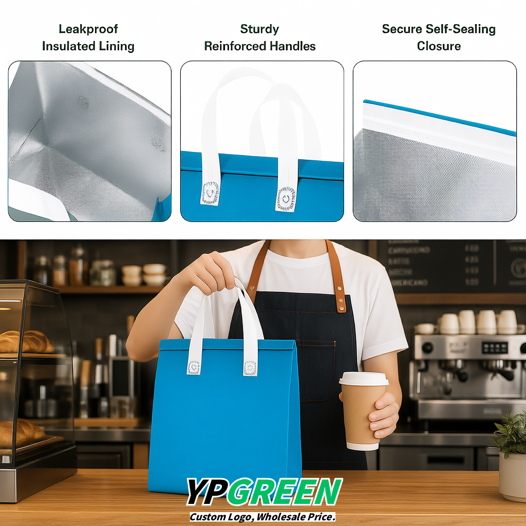 Cyan 4-Cup insulated take away bags wholesale 9.5 x 9.5 x 6 inches for Hot & Cold Drink Delivery