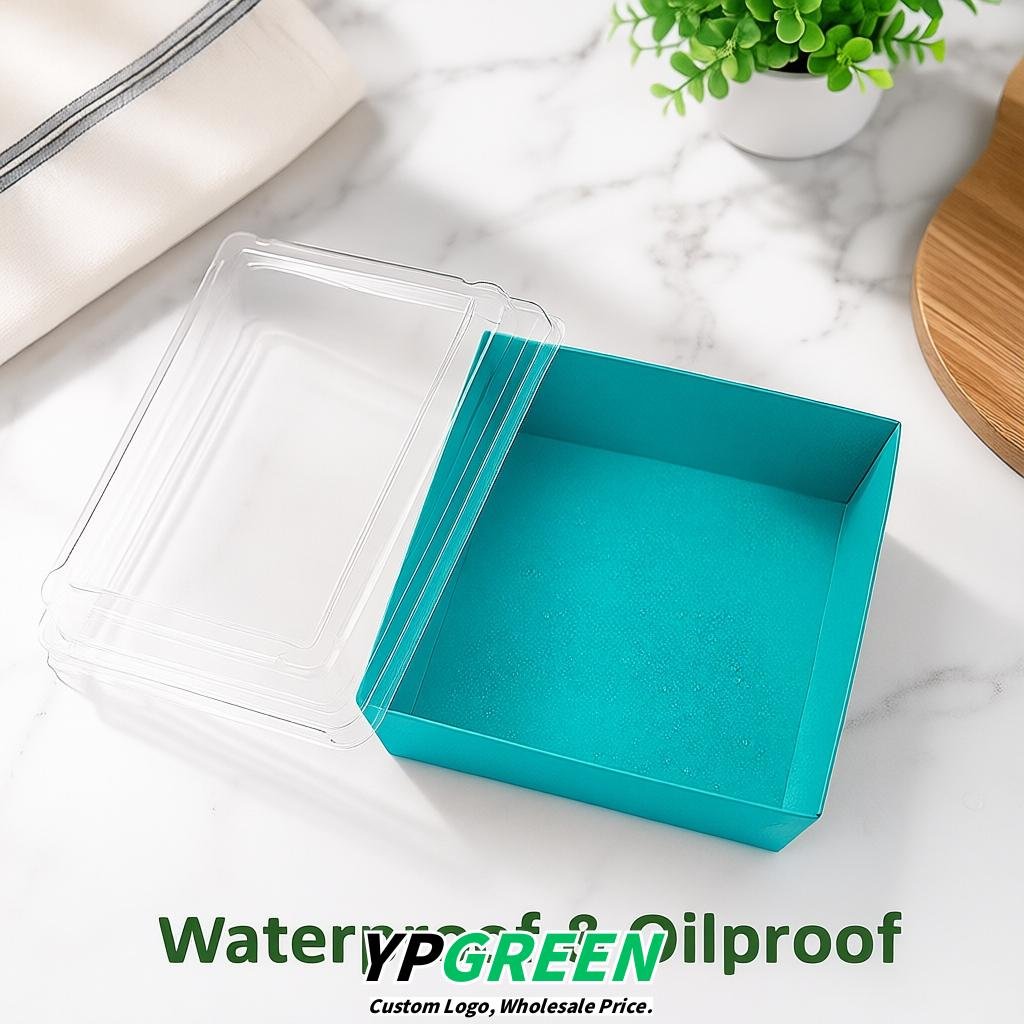 Cyan Charcuterie Boxes with Clear Lids - 4 inches & 5 inches Disposable Paper Square Food Containers