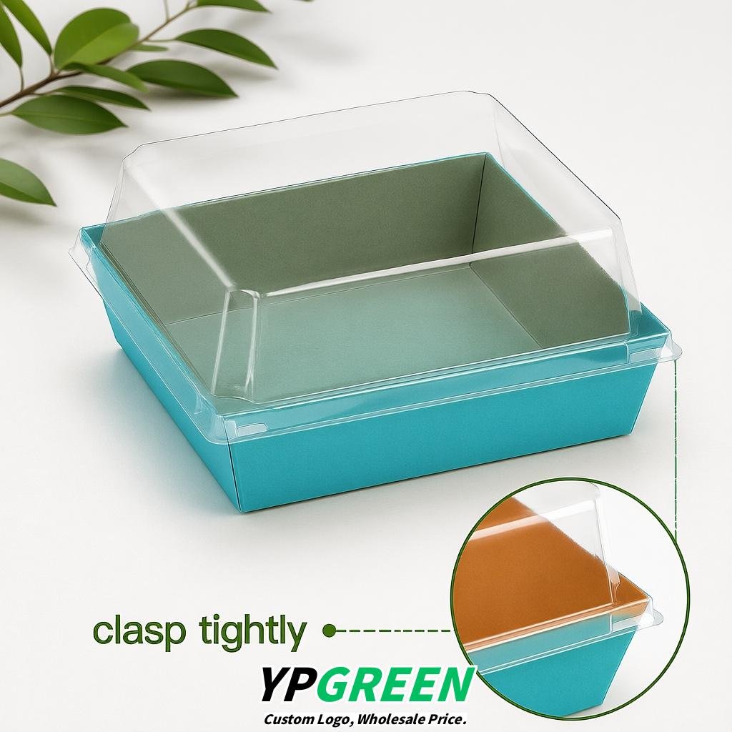 Cyan Charcuterie Boxes with Clear Lids - 4 inches & 5 inches Disposable Paper Square Food Containers