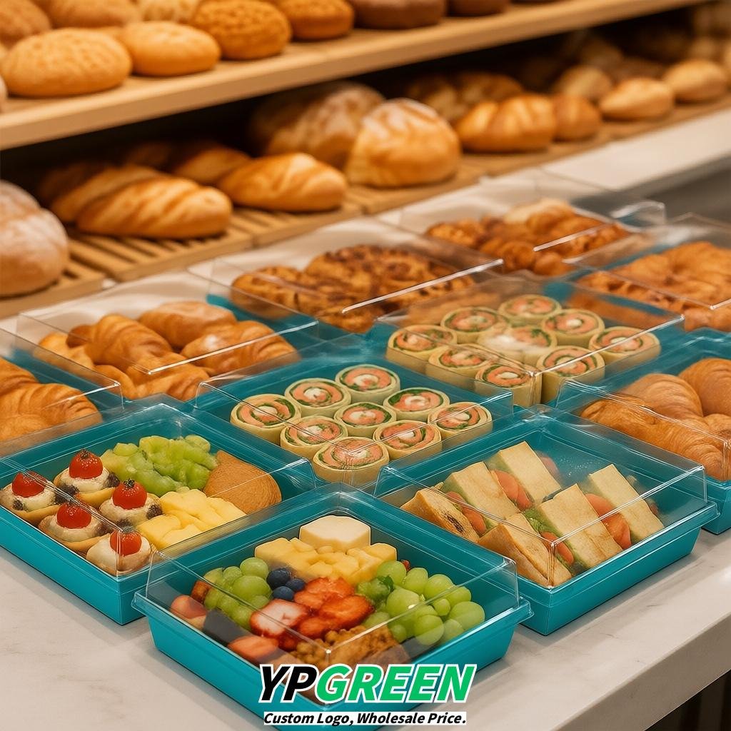 Cyan Charcuterie Boxes with Clear Lids - 4 inches & 5 inches Disposable Paper Square Food Containers