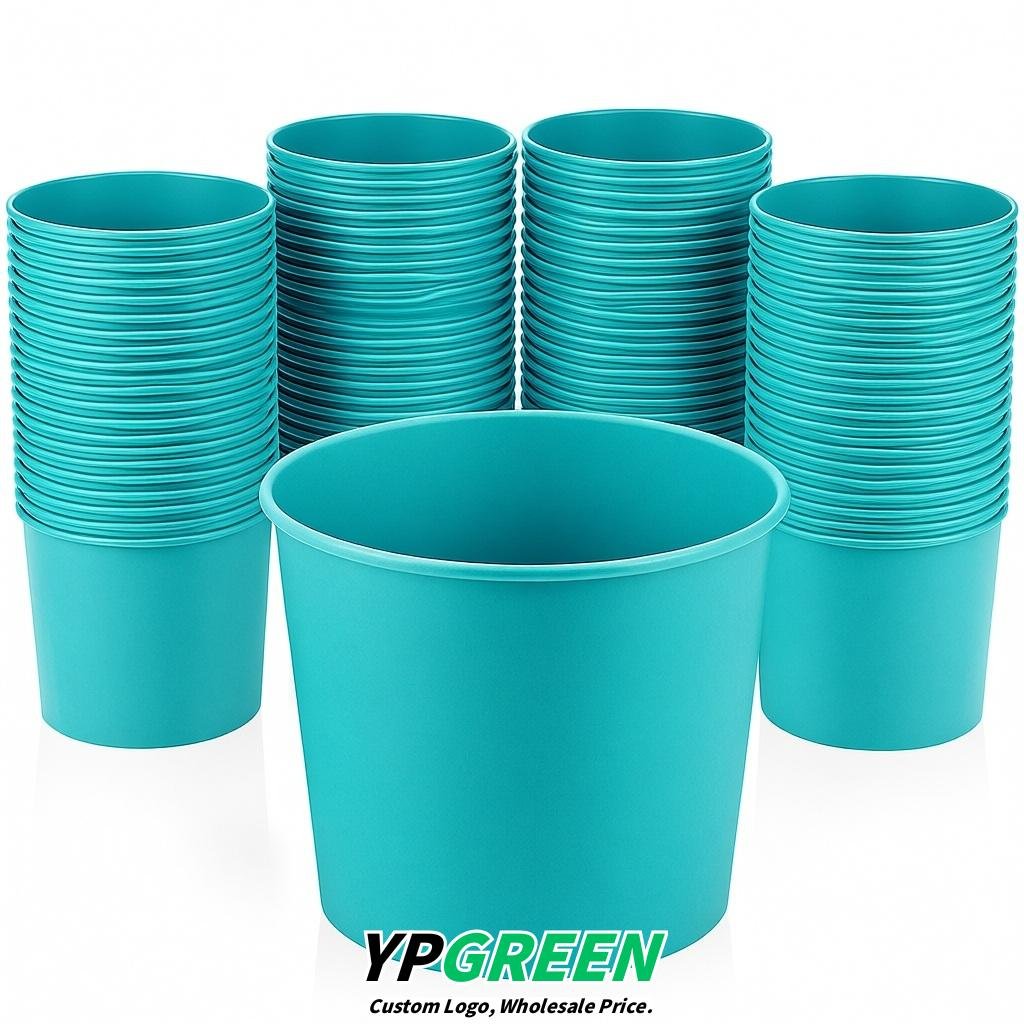 Cyan 85 oz Paper Buckets 6.9x5.7x6.3 Inches Cardboard Food Container