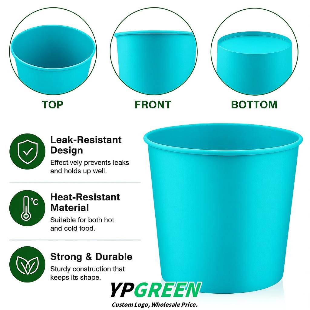 Cyan 85 oz Paper Buckets 6.9x5.7x6.3 Inches Cardboard Food Container