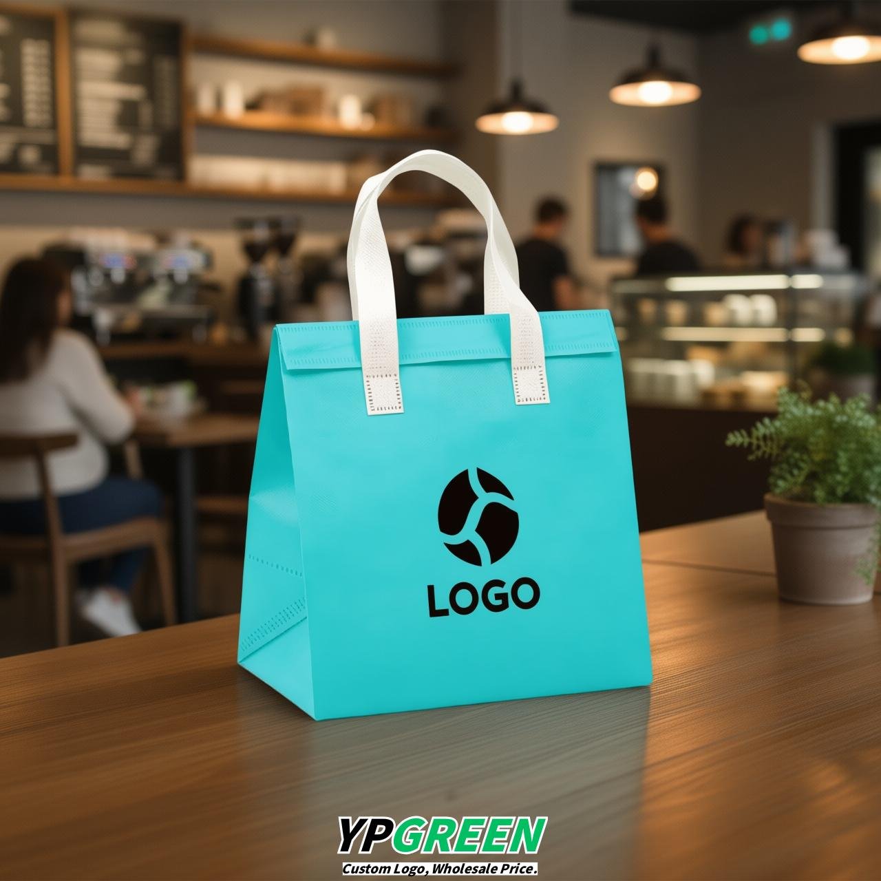 Cyan 4-Cup insulated take away bags wholesale 9.5 x 9.5 x 6 inches for Hot & Cold Drink Delivery