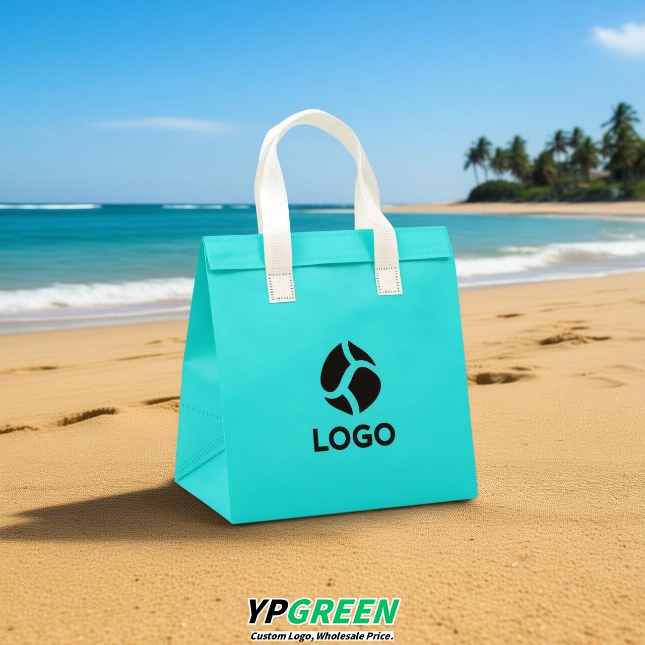 Cyan 4-Cup insulated take away bags wholesale 9.5 x 9.5 x 6 inches for Hot & Cold Drink Delivery