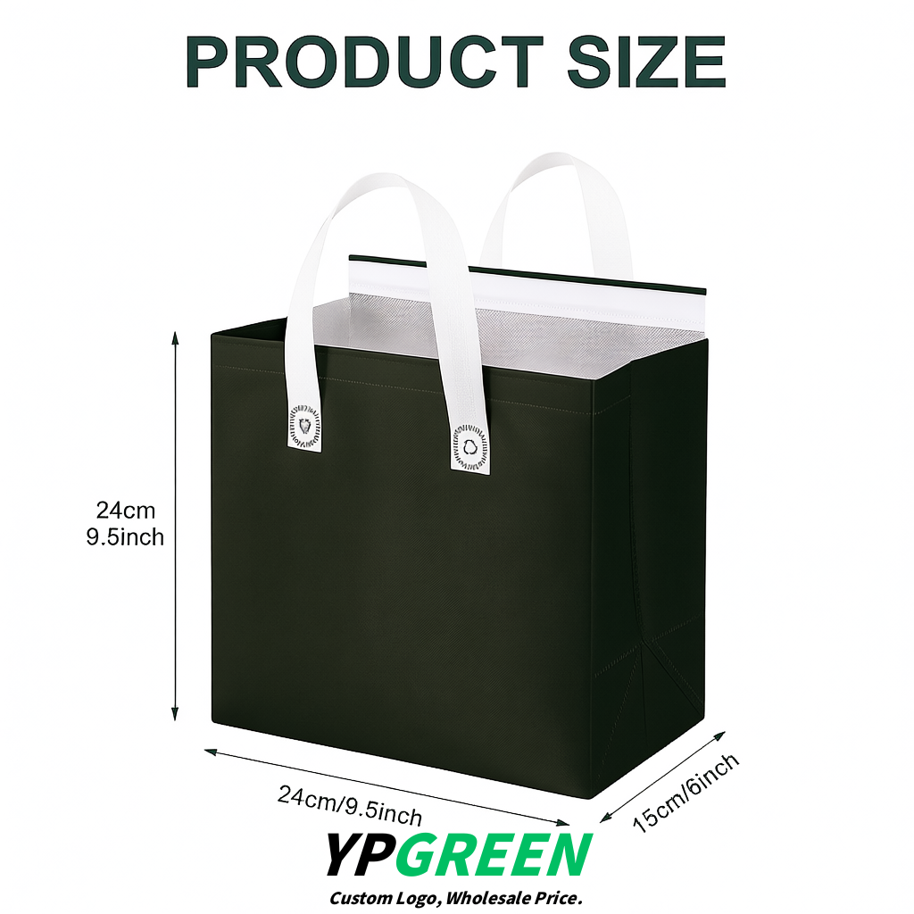 Dark Green 4-Cup insulated take away bags wholesale 9.5 x 9.5 x 6 inches for Hot & Cold Drink Delivery