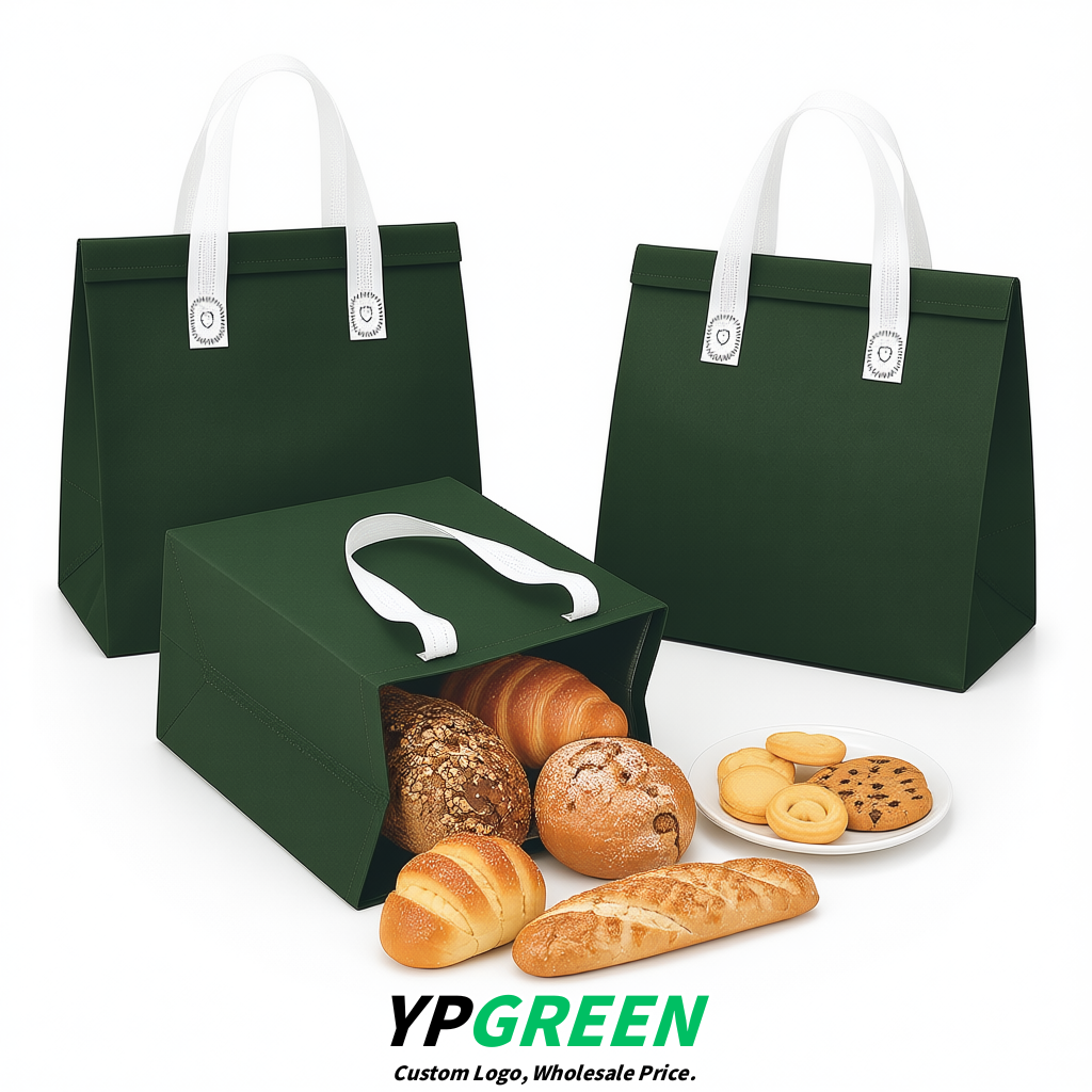 Dark Green 4-Cup insulated take away bags wholesale 9.5 x 9.5 x 6 inches for Hot & Cold Drink Delivery