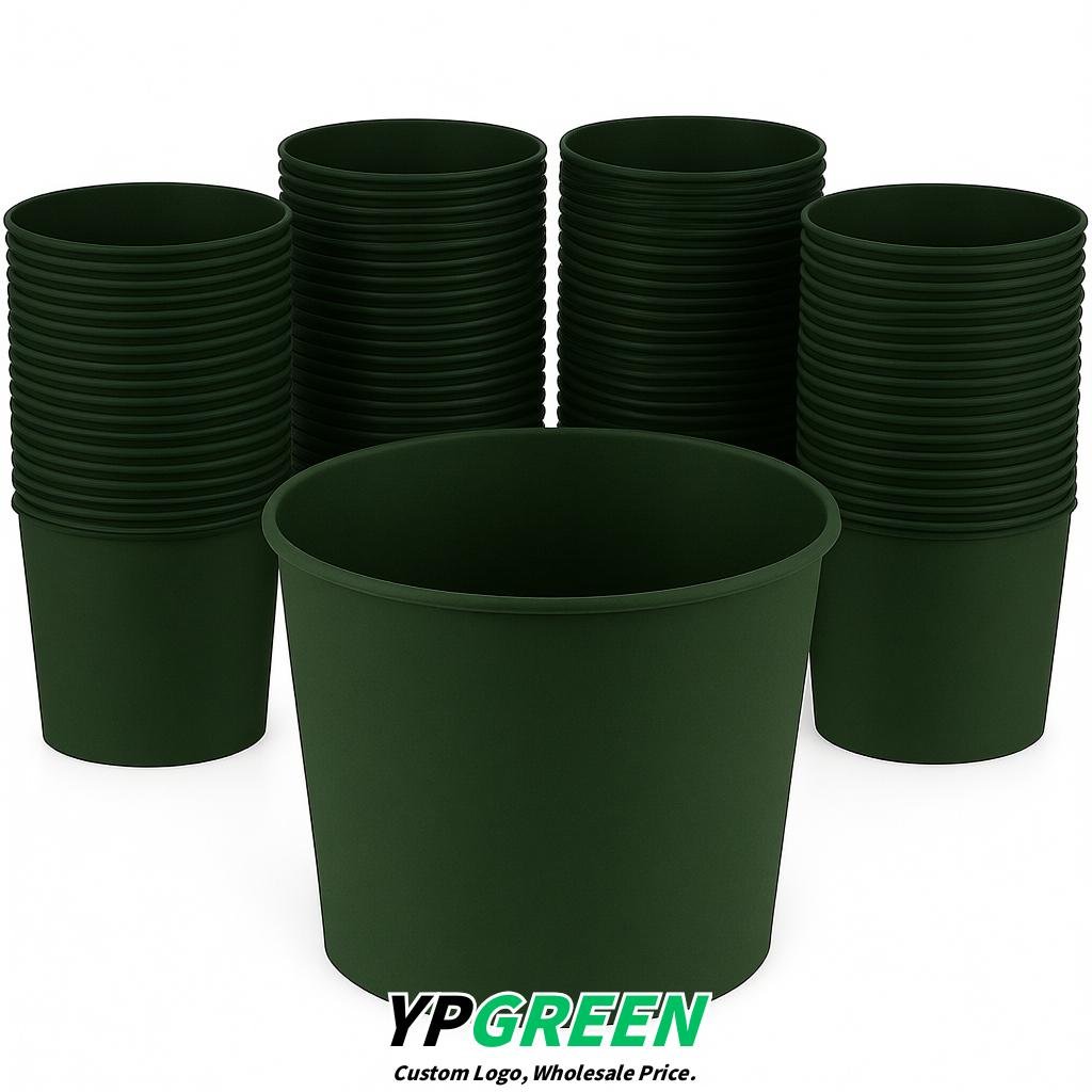 Dark Green 85 oz Paper Buckets 6.9x5.7x6.3 Inches Cardboard Food Container
