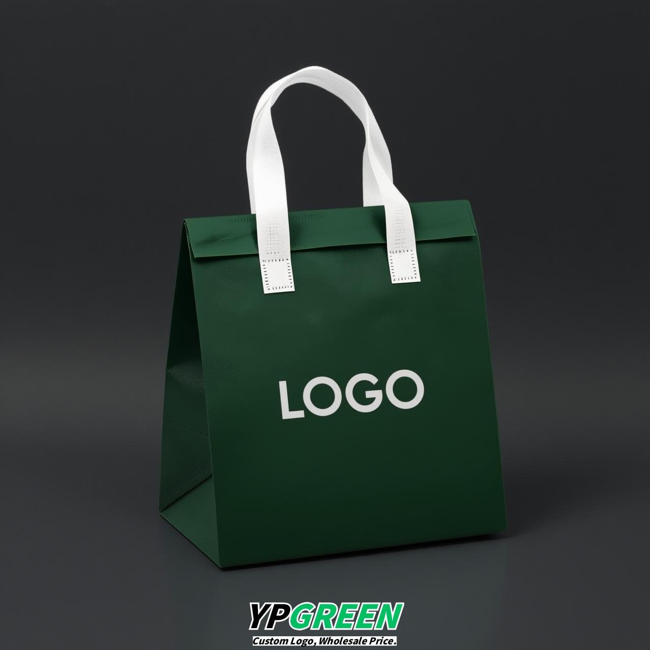Dark Green 4-Cup insulated take away bags wholesale 9.5 x 9.5 x 6 inches for Hot & Cold Drink Delivery