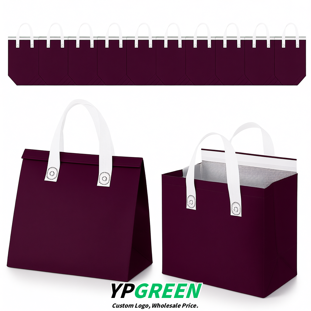 Dark Violet 4-Cup insulated take away bags wholesale 9.5 x 9.5 x 6 inches for Hot & Cold Drink Delivery