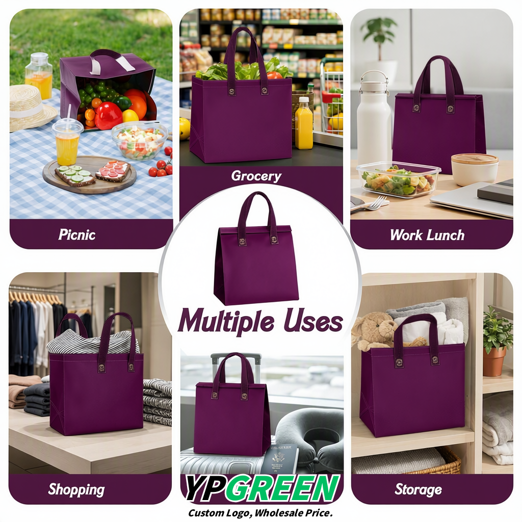 Dark Violet 4-Cup insulated take away bags wholesale 9.5 x 9.5 x 6 inches for Hot & Cold Drink Delivery