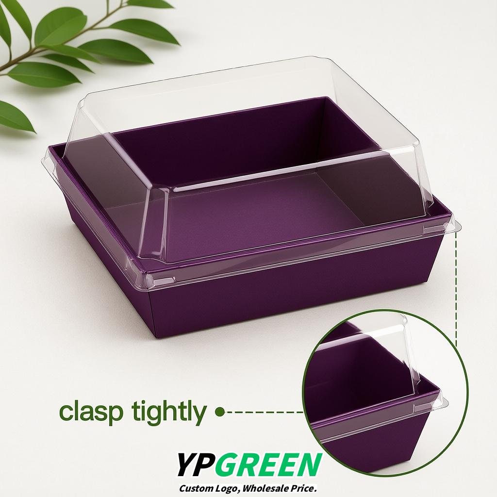 Dark Violet Charcuterie Boxes with Clear Lids - 4 inches & 5 inches Disposable Paper Square Food Containers