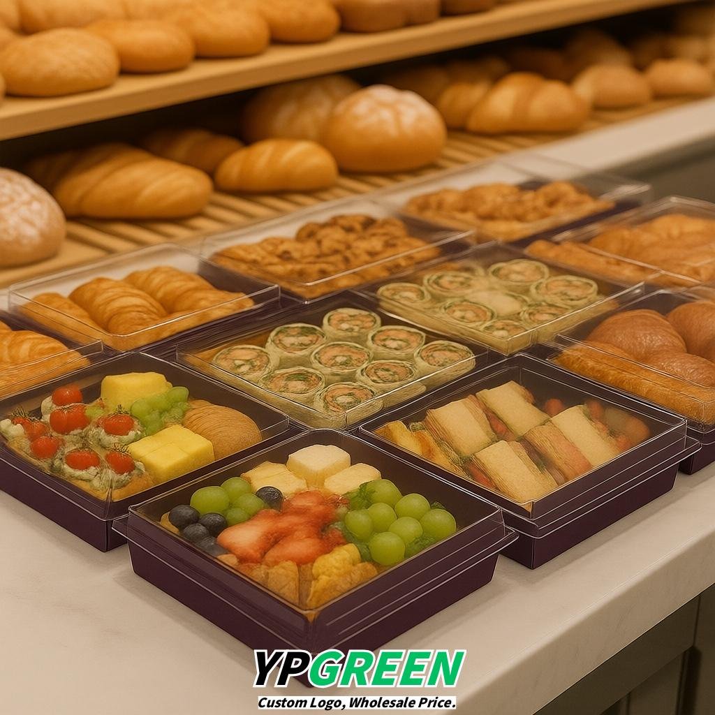 Dark Violet Charcuterie Boxes with Clear Lids - 4 inches & 5 inches Disposable Paper Square Food Containers