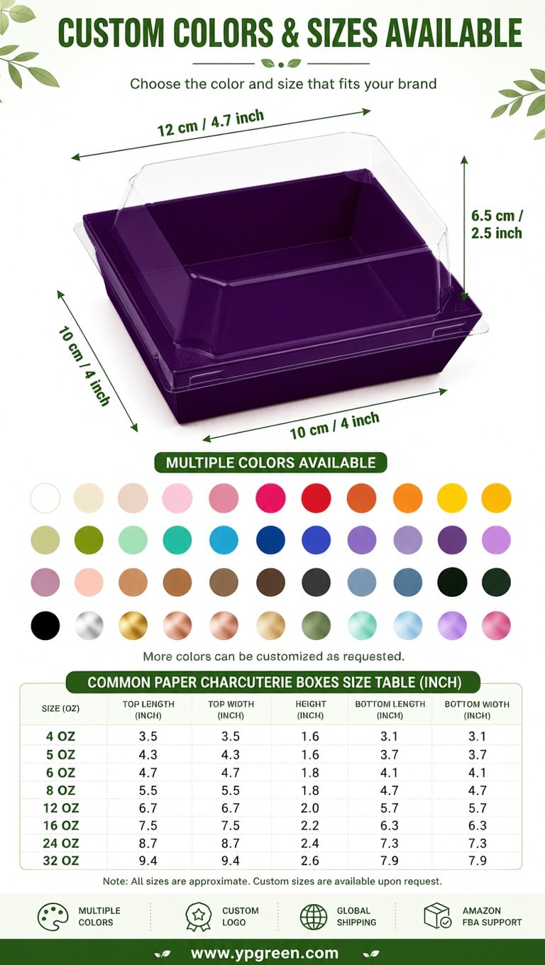 Dark Violet Charcuterie Boxes with Clear Lids - 4 inches & 5 inches Disposable Paper Square Food Containers Dark Violet Charcuterie Boxes with Clear Lids - 4 inches & 5 inches Disposable Paper Square Food Containers