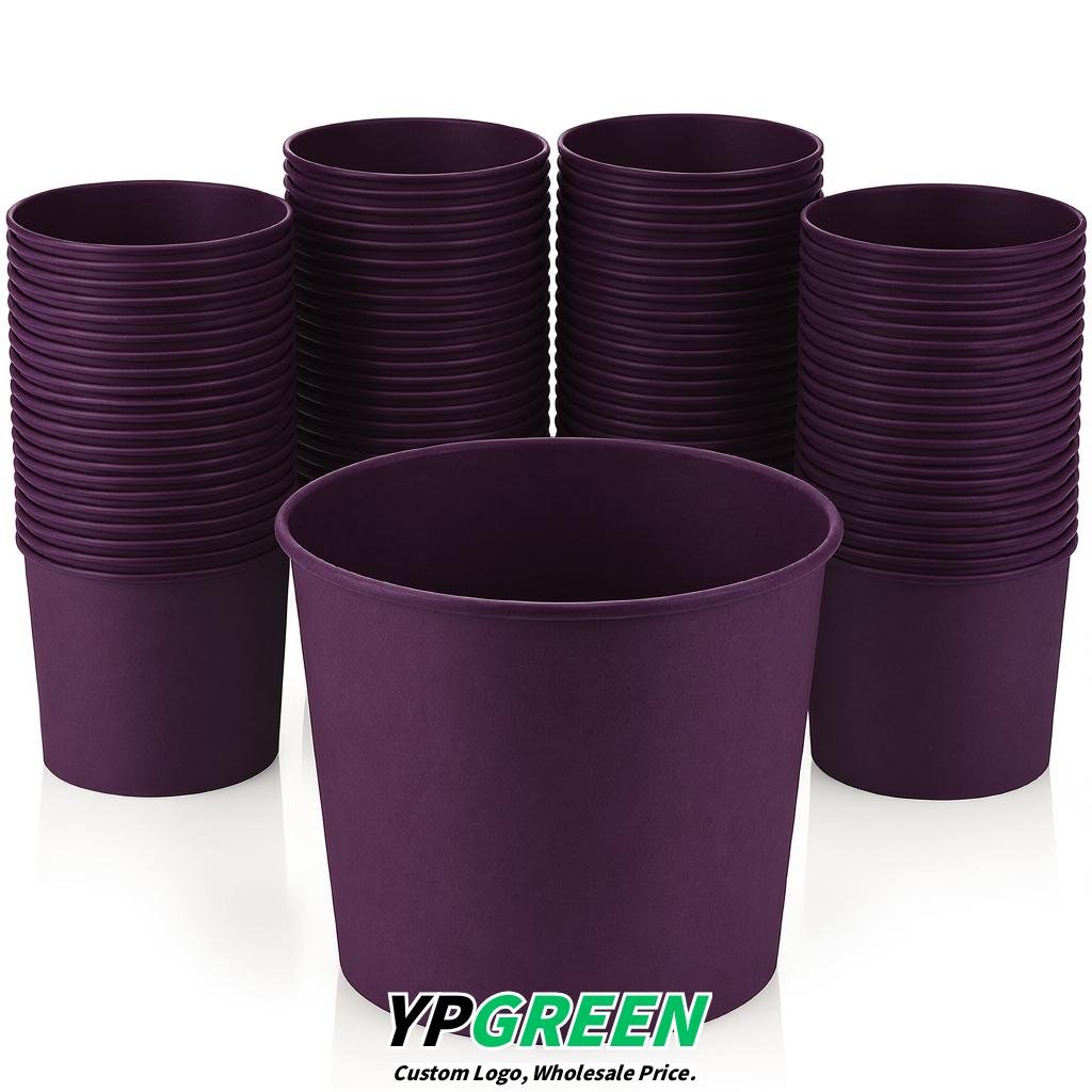 Dark Violet 85 oz Paper Buckets 6.9x5.7x6.3 Inches Cardboard Food Container