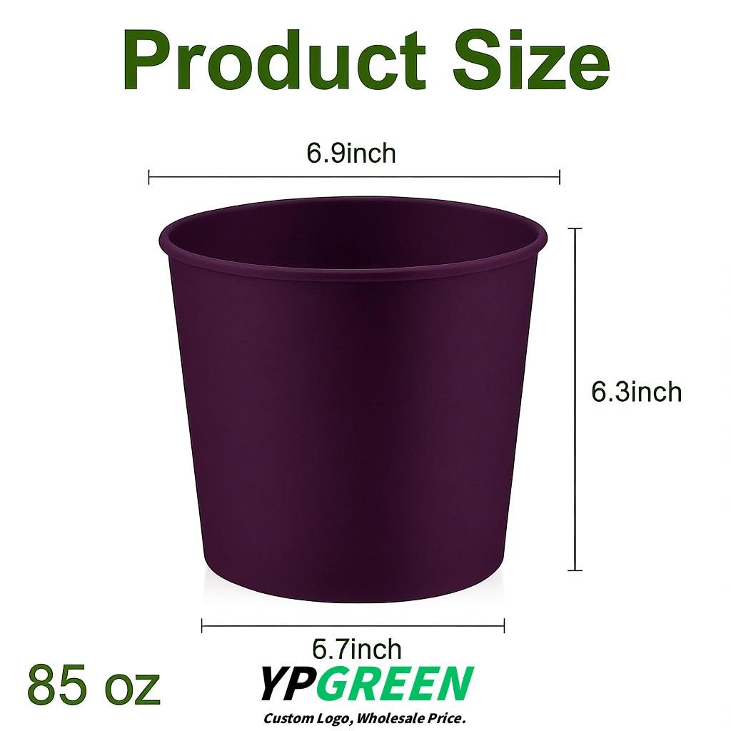 Dark Violet 85 oz Paper Buckets 6.9x5.7x6.3 Inches Cardboard Food Container