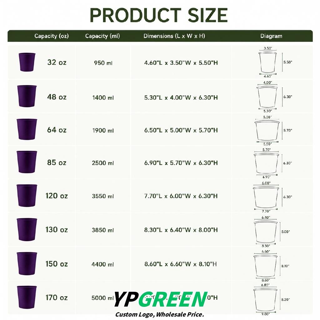 Dark Violet 85 oz Paper Buckets 6.9x5.7x6.3 Inches Cardboard Food Container